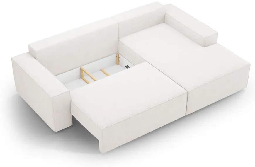 Biały rozkładany narożnik z materiału bouclé (prawostronny) Jodie – Micadoni Home