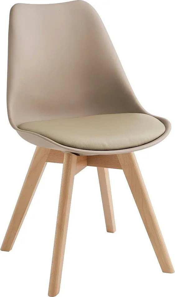Carlotta - Krzesło z ekoskóry w kolorze beżowym, polipropylenowe, 4 sztuki