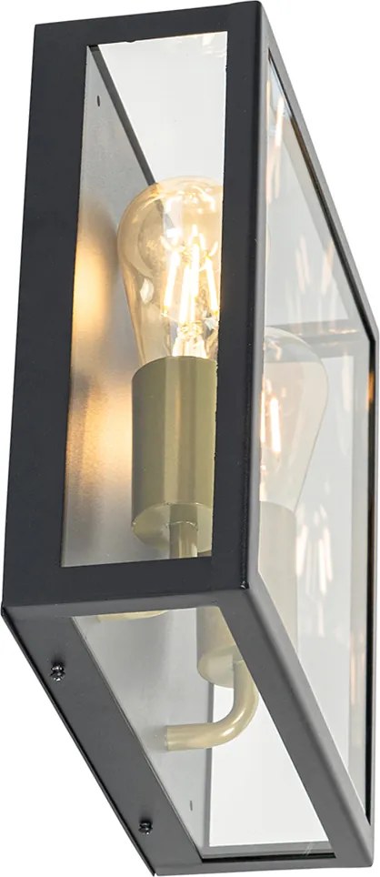 Lampa ścienna zewnętrzna czarna i mosiężna 2-punktowa - Rotterdam