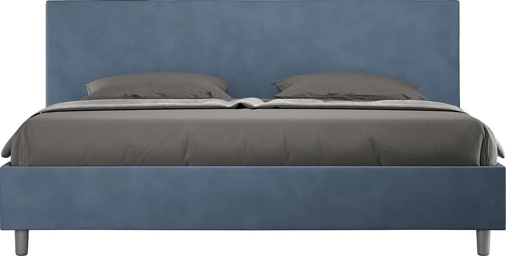 Łóżko bez stelaża tapicerowane 200x210 microfibra niebieski Adele