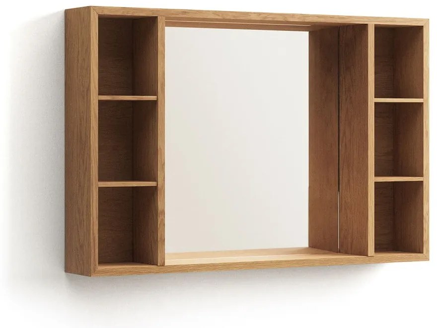 Wisząca szafka łazienkowa z litego drewna tekowego z lustrem 100x65 cm Parana – Kave Home