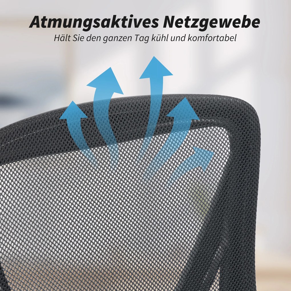 HOMCOM Fotel biurowy Ergonomiczny regulowany fotel biurkowy z podnoszonymi podłokietnikami, podparciem lędźwiowym, czarny | Aosom PL
