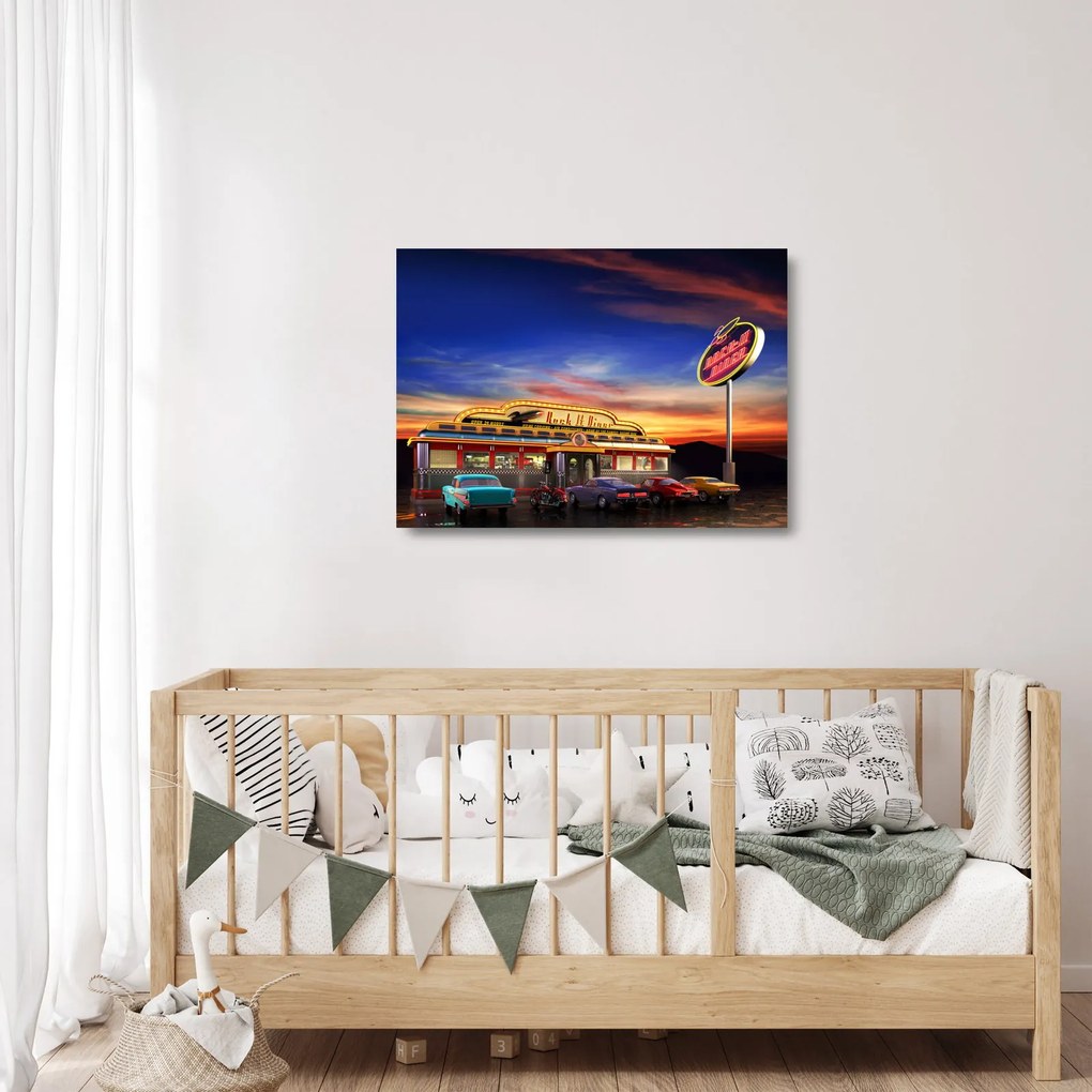 Obraz na szkle - Bar wieczorny (70x50 cm)