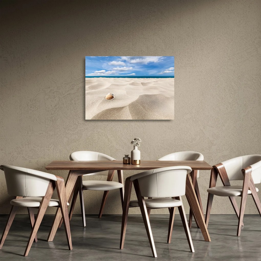 Obraz na szkle - Muszle na plaży (70x50 cm)