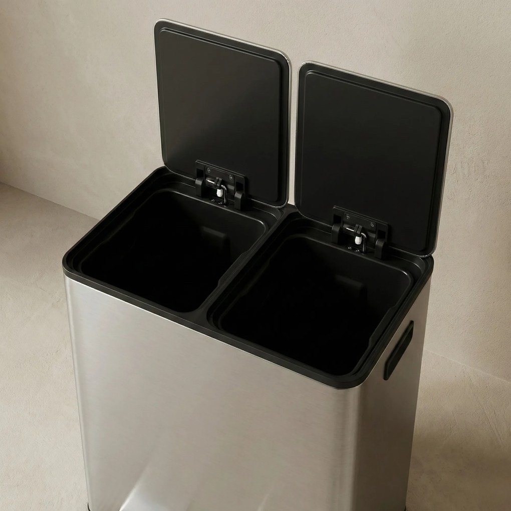 Dwukomorowy kosz na odpady SOLV, 60 l