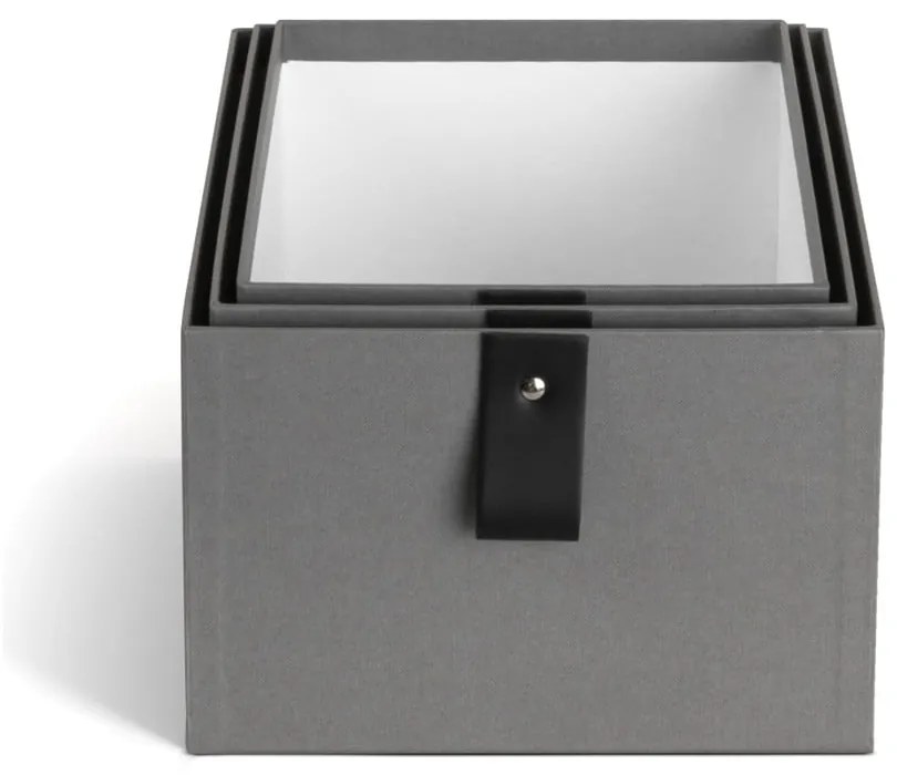 Szare kartonowe pojemniki zestaw 3 szt. 20,5x29,5x14,5 cm Aston Paper Laminate – Bigso