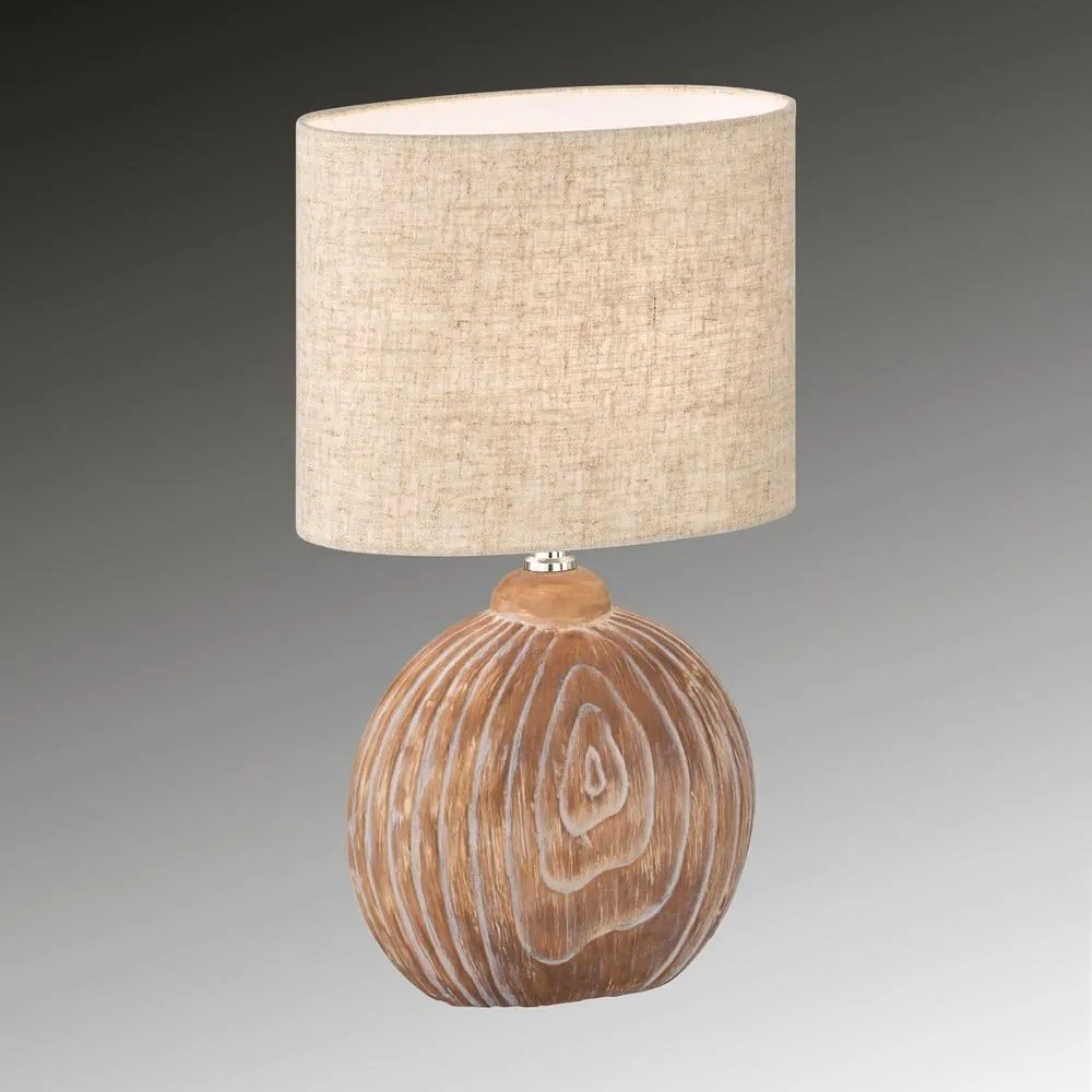 Brązowo-beżowa ceramiczna lampa stołowa z tekstylnym kloszem (wysokość 39 cm) Tobse – Fischer & Honsel