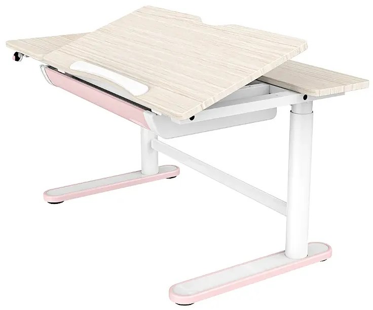 Różowe biurko dla dzieci elektryczne z nadstawką B4-Z37