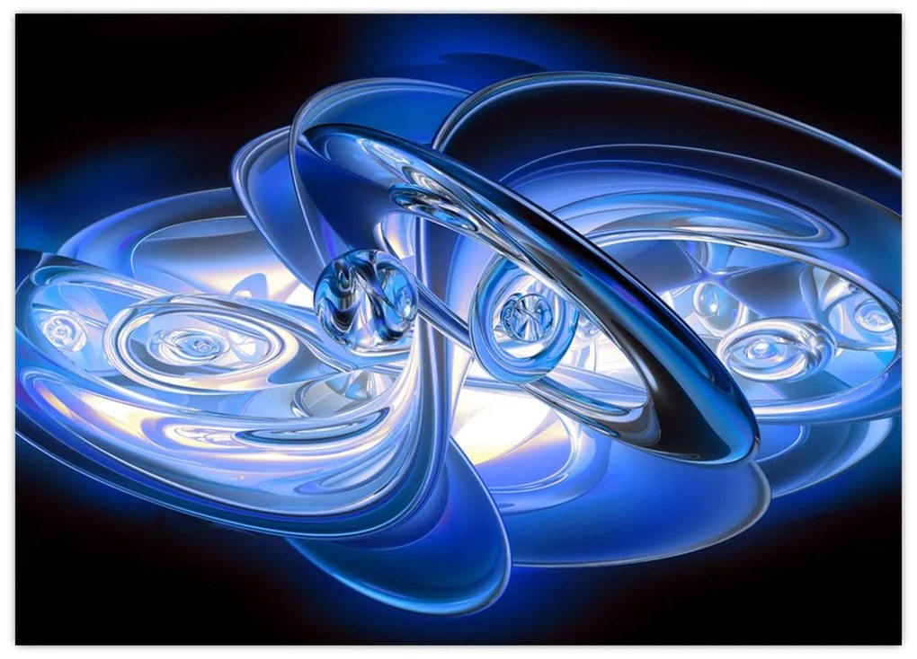 Obraz na szkle - niebieski abstrakcyjny obraz (70x50 cm)