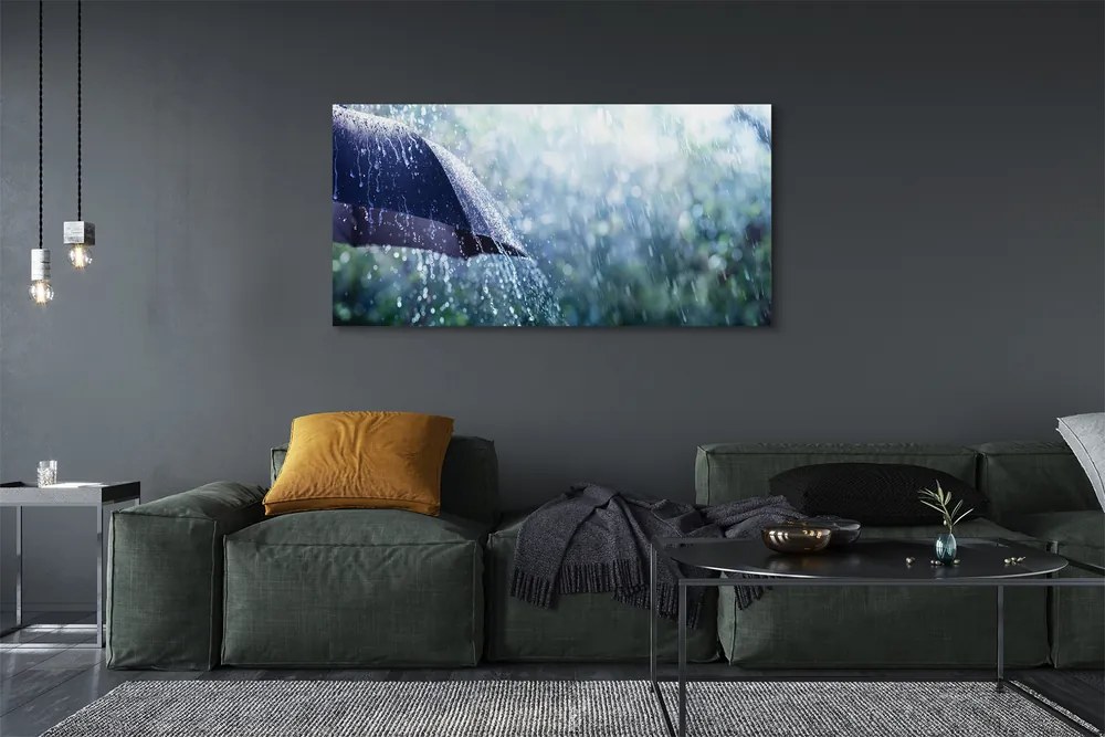 Zdjęcie na płótnie Deszczowe Krople na Parasolu