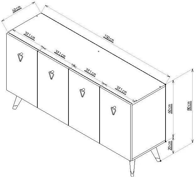 Szafka Bare Anthracite and Gold
