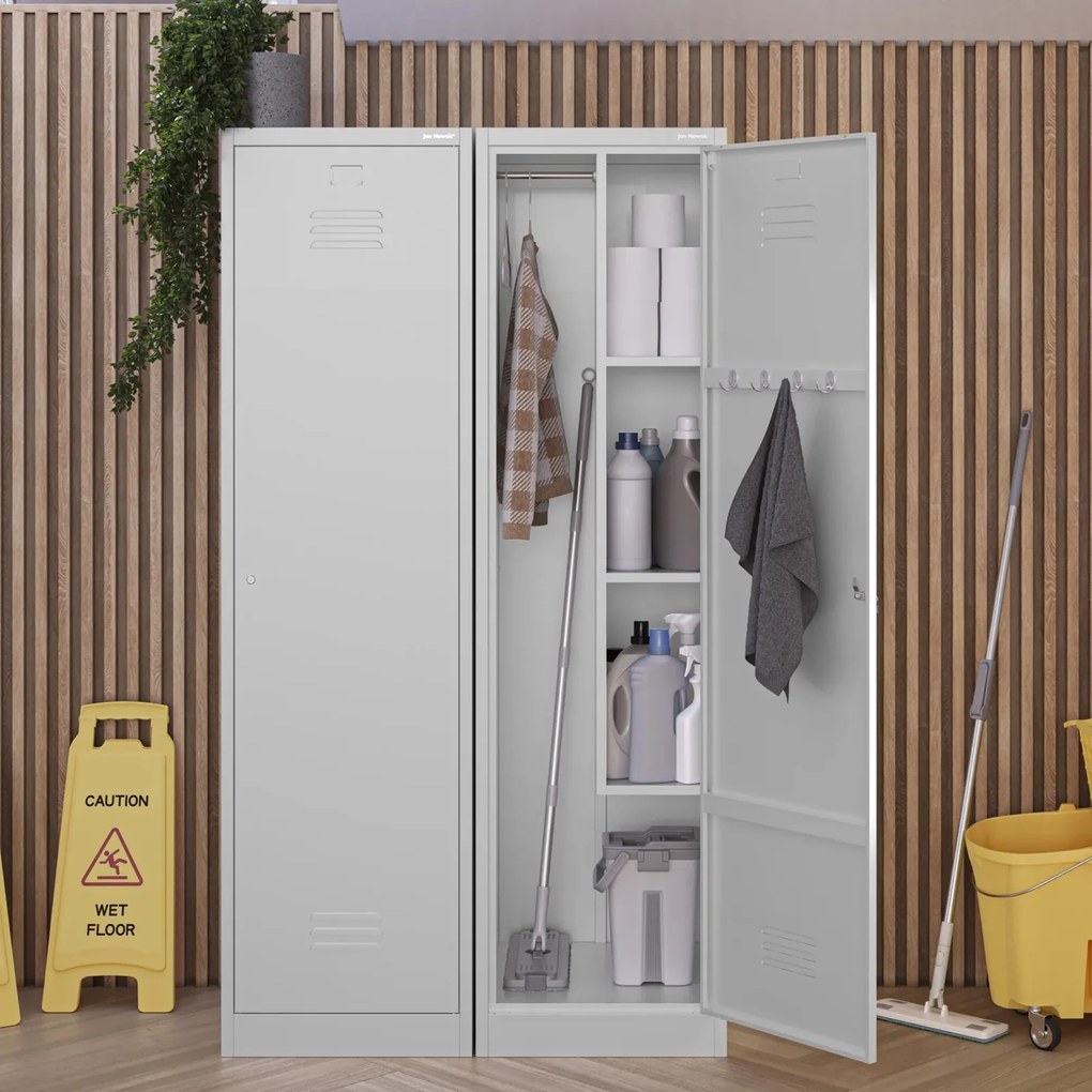 Metalowa szafa gospodarcza wąska Agnes 50x50x185 cm, szara