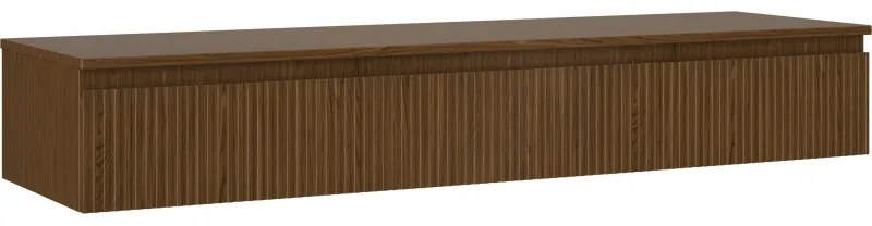 Mexen Rivel szafka łazienkowa podumywalkowa 160 cm z blatem, 1 szuflada, ryflowana , orzech - 91A20-16023-1-BFC86