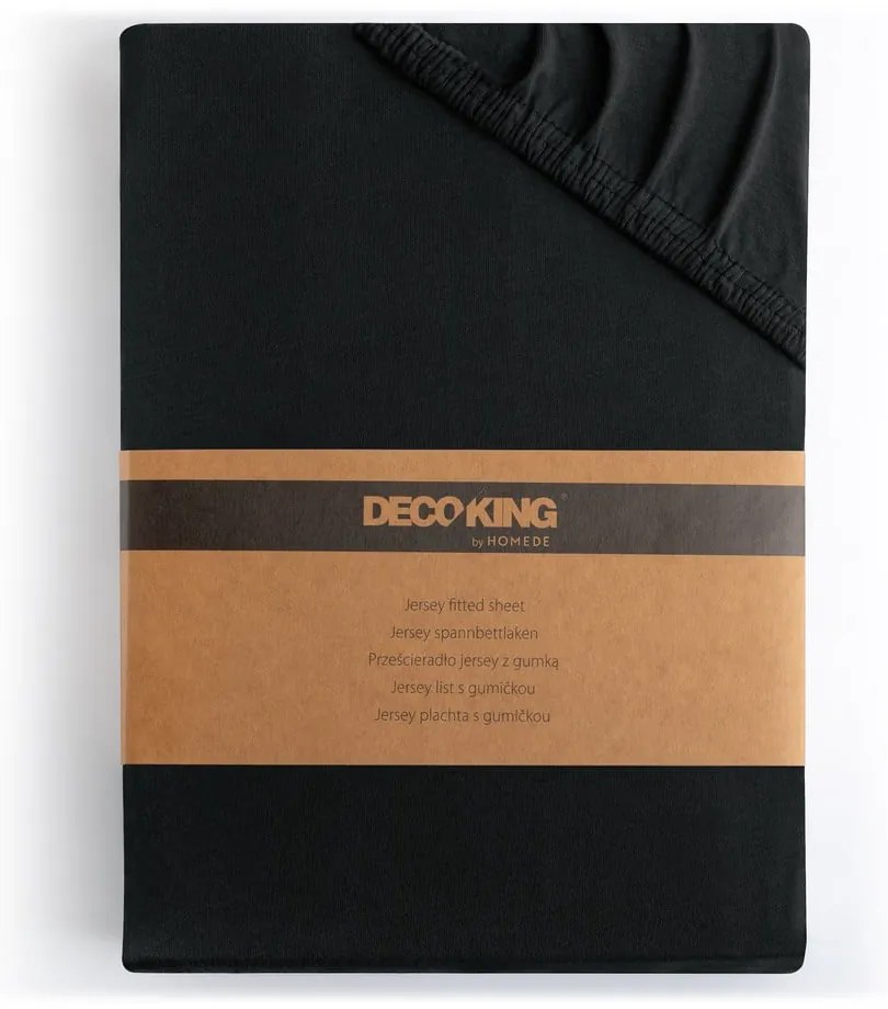 Czarne dżersejowe prześcieradło z gumką 90x200 cm Amber – Restilo