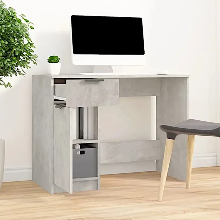 Biurko 100 cm w kolorze szarego betonu - Reves