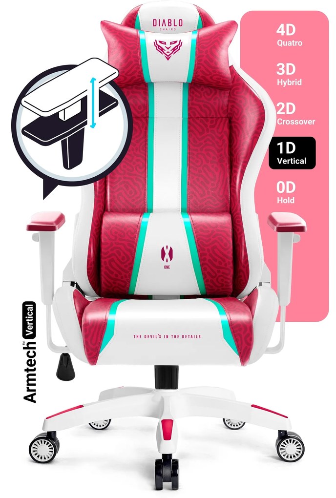 Fotel gamingowy Diablo X-One 2.0 Normal Size, Candy Rose