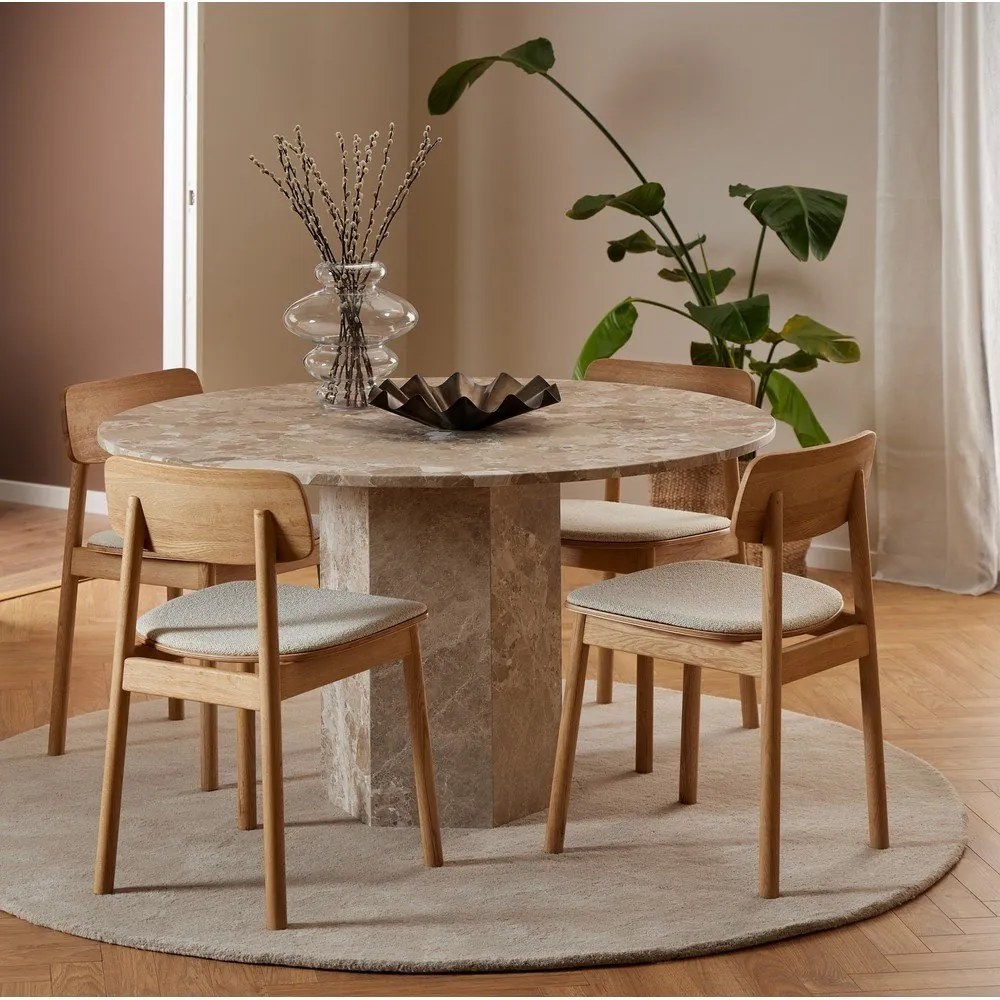 Jasnobrązowy marmurowy okrągły stół ø 130 cm Naxos – Actona