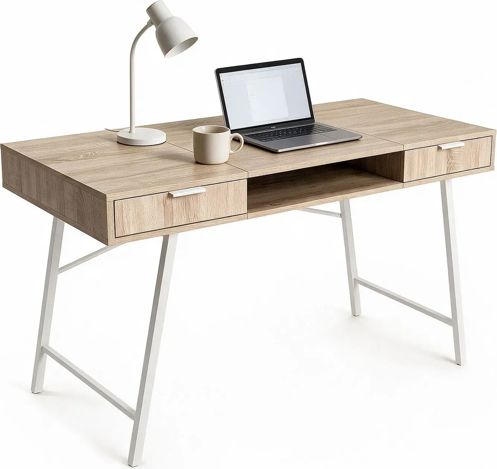 Biurko komputerowe dąb sonoma + biały 120 cm E8-P65