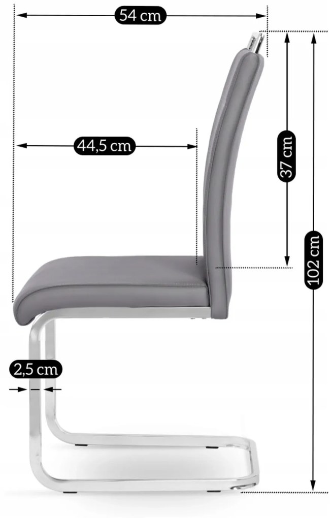 Krzesło Tapicerowane do Jadalni LOCA Szare Na Płozach Ekoskóra Nowoczesne