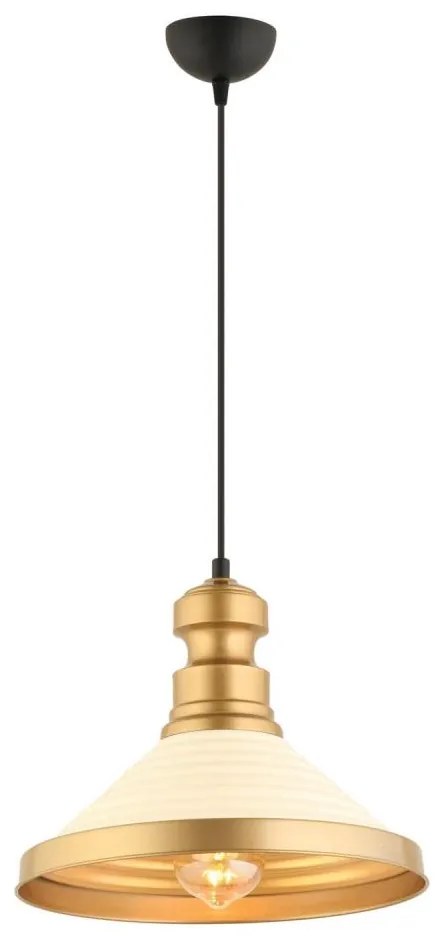 Lampa wisząca na przewodzie MONZA 1xE27/40W/230V Ø 30 cm kremowa/złota