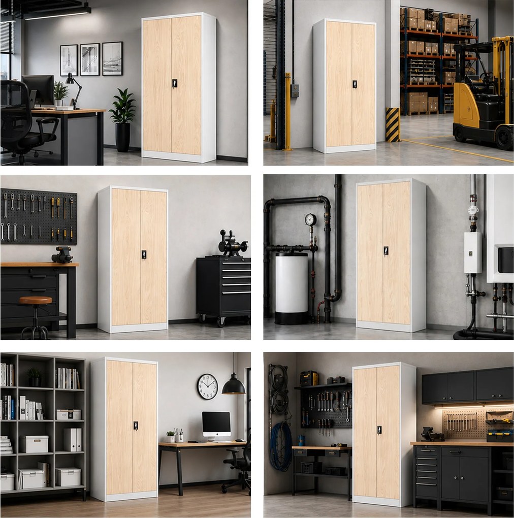 Szafa biurowa na dokumenty z 4 półkami szara/dąb sonoma, 900x1850x400 mm: JAN Eco Design