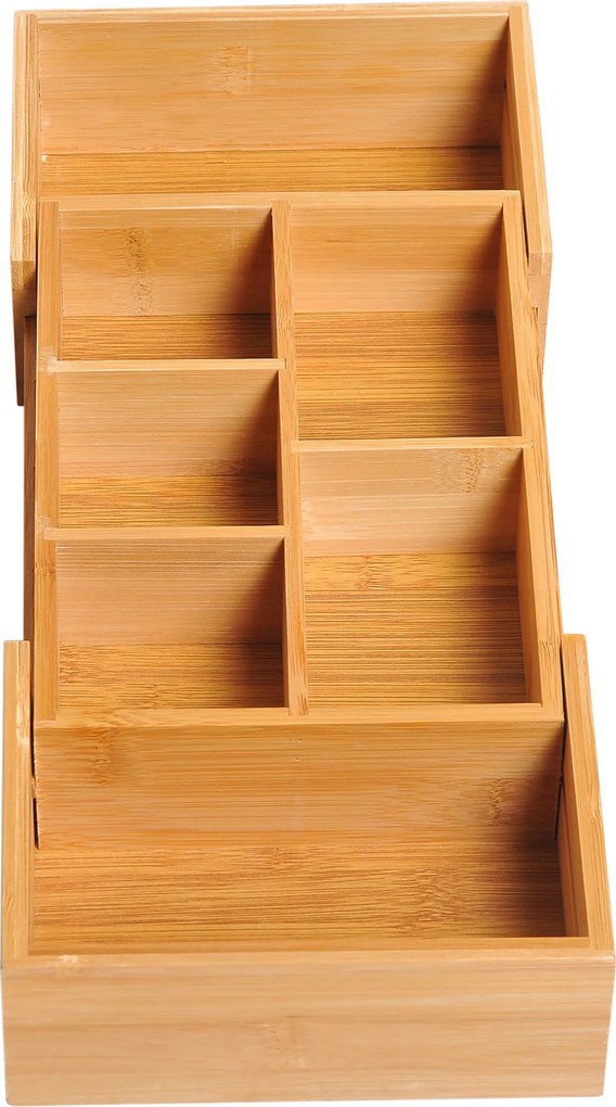 HOMCOM Organizer do szuflady Rozsuwany 5-7 przegródek Bambusowy Pudełko do przechowywania Naturalny 246x176x7cm | Aosom PL