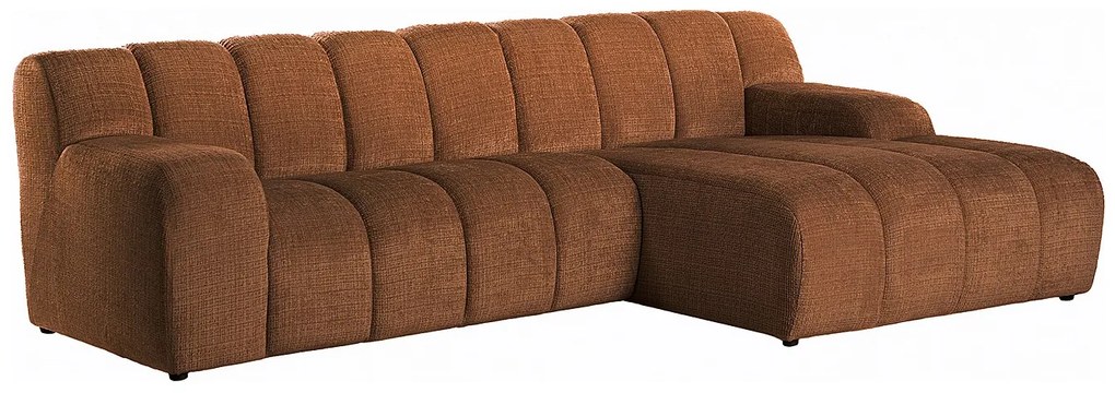 Kanapa narożna prawostronna z tkaniny szenilowej w kolorze terakoty BELADON