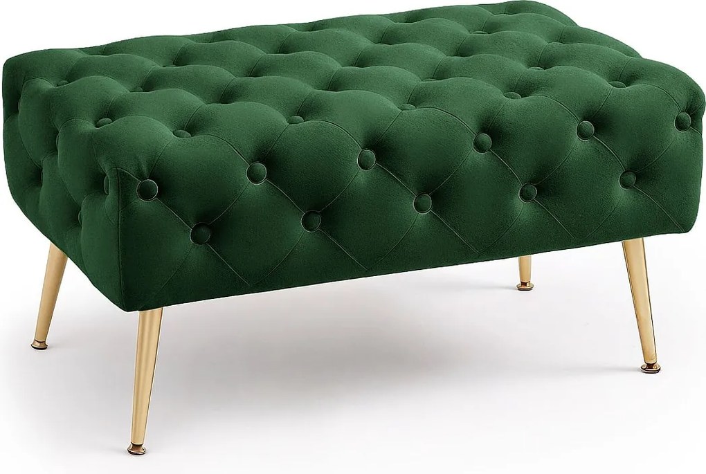 Ławka tapicerowana welurowa pikowana 80 cm MADRID Butelkowa Zieleń