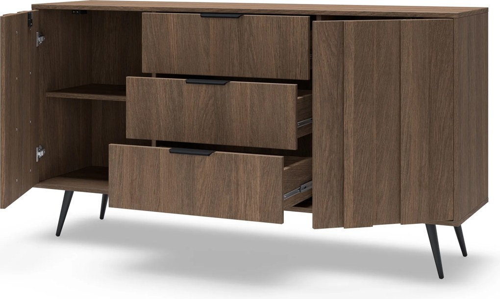 Komoda Flaro 153 cm z szufladami - dąb dunin