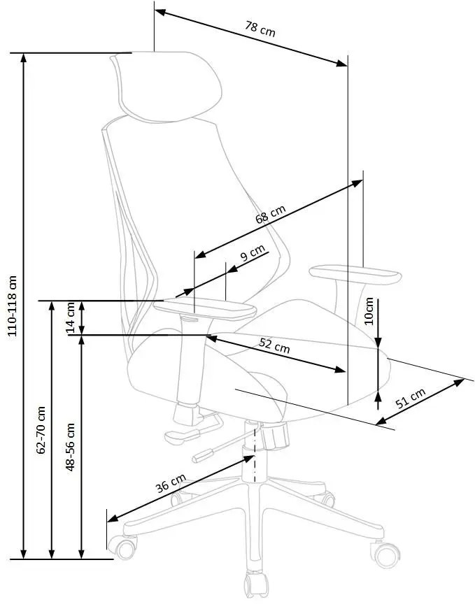 Ergonomiczny czarny fotel obrotowy z regulacją oparcia i zagłówkiem- Almon