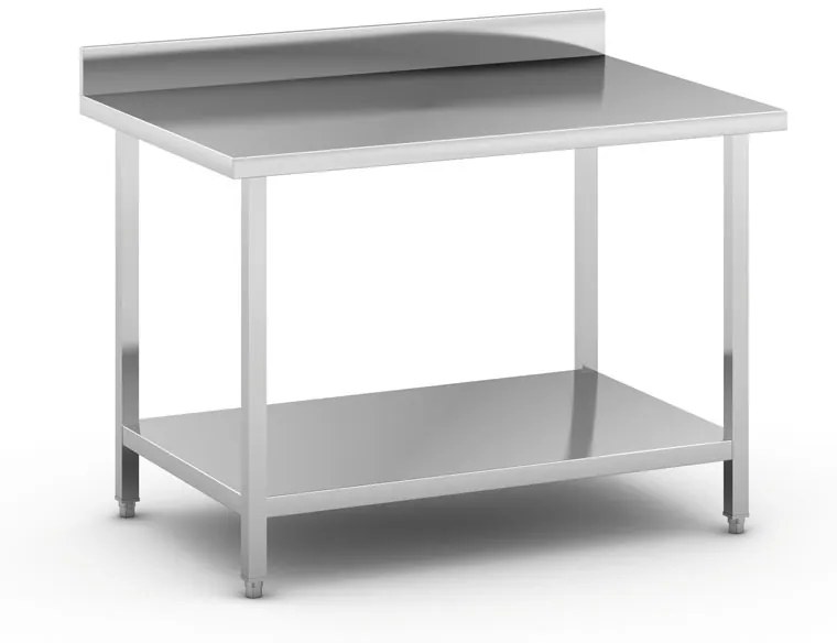 Stół roboczy ze stali nierdzewnej z półką i ogrodzeniem, 1200 x 800 x 850 mm