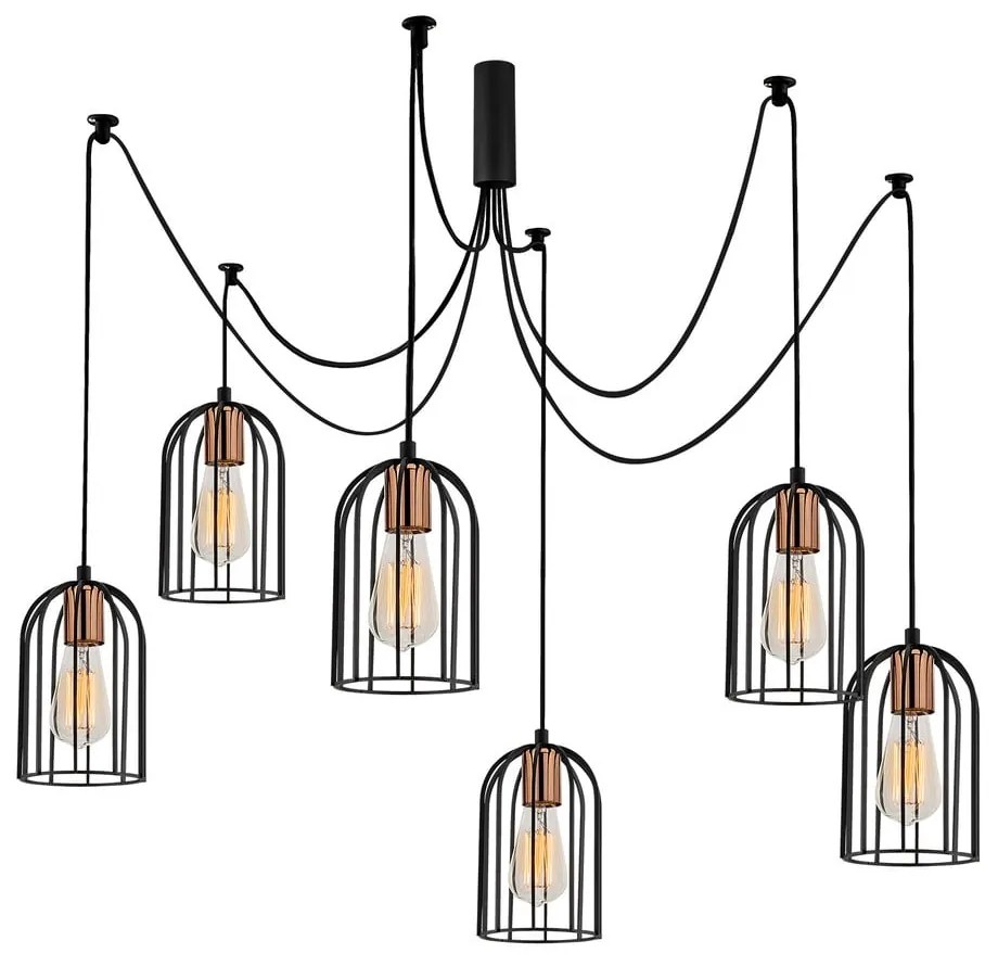 Czarna lampa wisząca z 6 kloszami Opviq lights Pamukkale