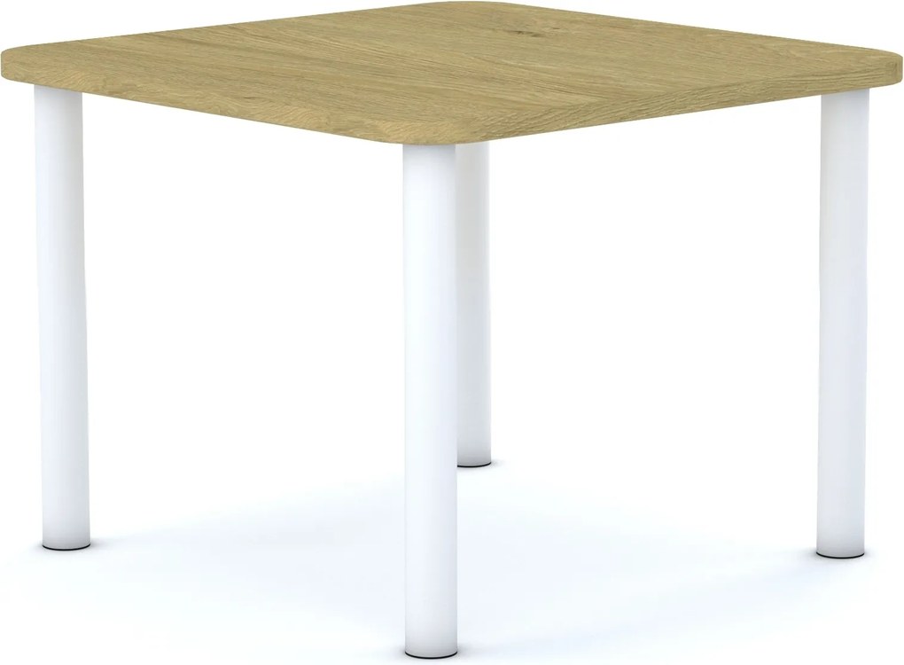 Stół przedszkolny Smart kwadratowy 70x70 cm, rozmiar 0-3, blat dębowy / nogi białe