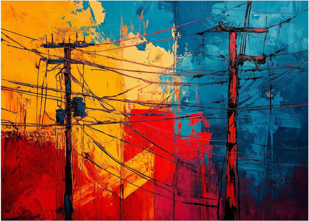 Obraz na szkle - Abstrakcyjne linie elektryczne (70x50 cm)
