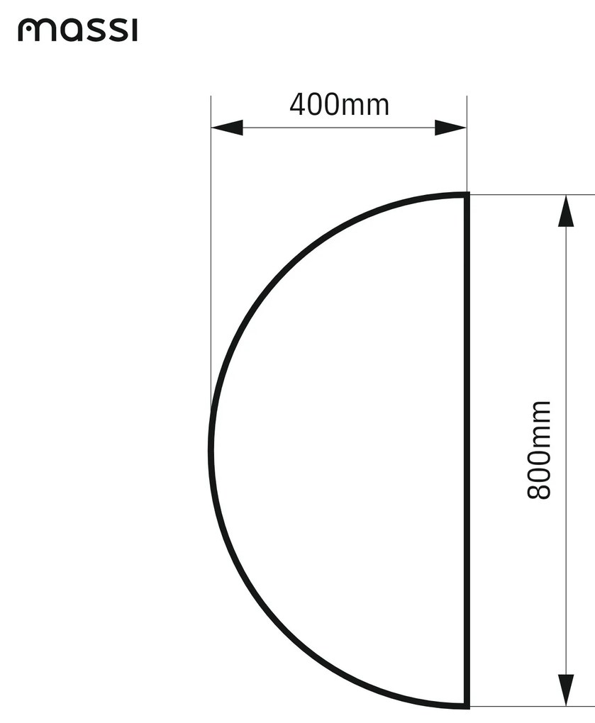 Lustro półokrągłe wiszące bezramowe oszlifowane MOON HALF |Różne rozmiary | Różne kolory szkła : Kolor tafli szkła - Srebrny, Rozmiar - 80 x 40 cm