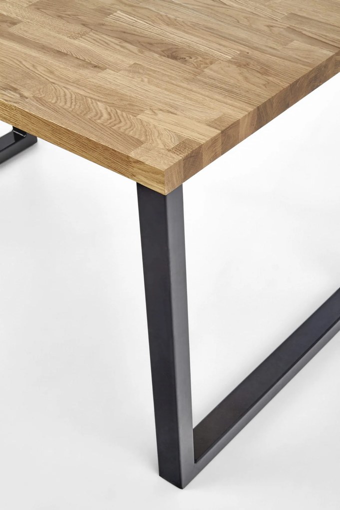 RADO 160x90 drewno lite dębowe, czarny, loftowy, rozkładany, prostokątny