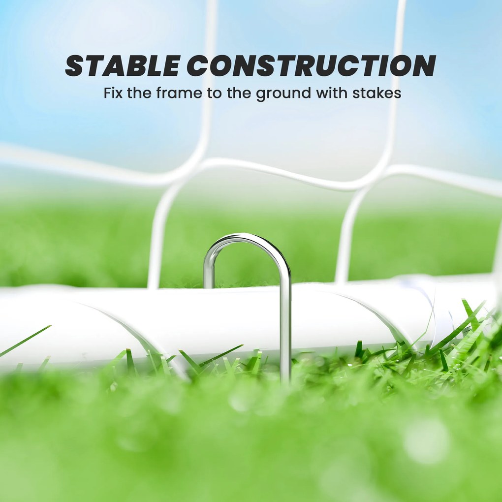 HOMCOM bramka do gry i treningu, odporna na UV, solidna, kotwy gruntowe, biały