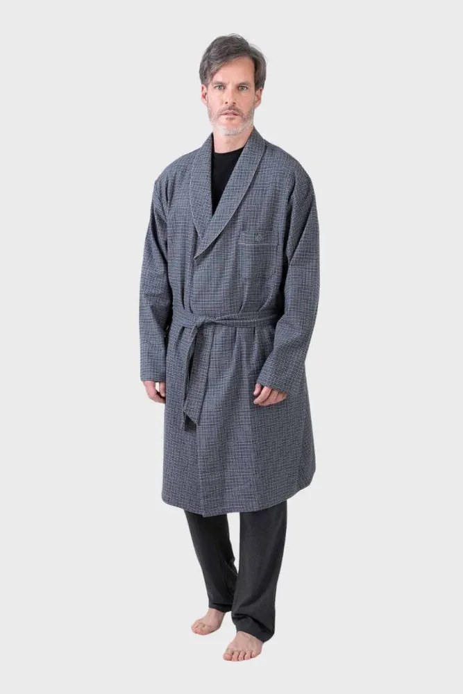 Męski flanelowy szlafrok RUBEN L Szary