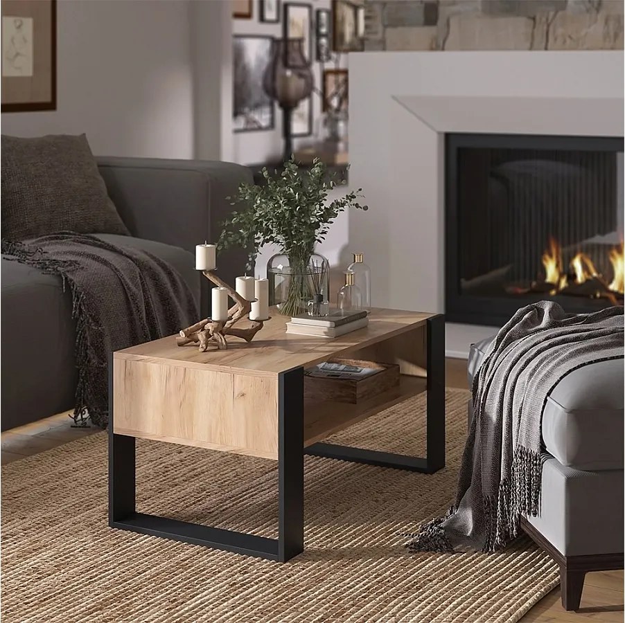 Stolik kawowy złoty dąb energetyczny 92x52.4x45.6 olli