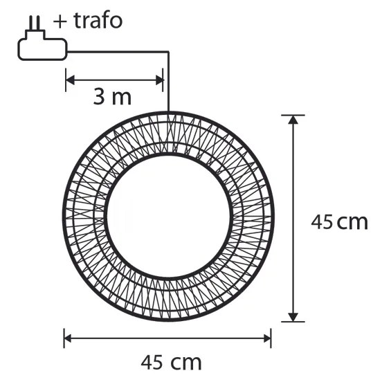 Świąteczna lampa wisząca wieniec srebrny 45 cm z LED IP44 - Nawa