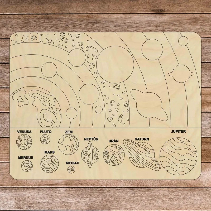 Drewniane puzzle montessori - Układ słoneczny 10 sztuk | SENTOP