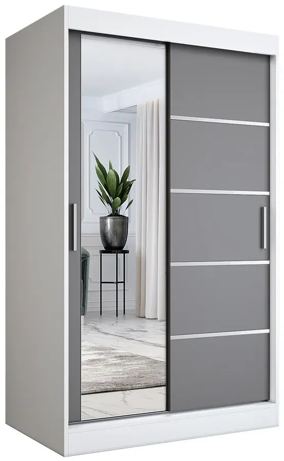 Szafa dwudrzwiowa z drzwiami przesuwnymi biały + antracyt 120x200 przesuwna Ebia 3X