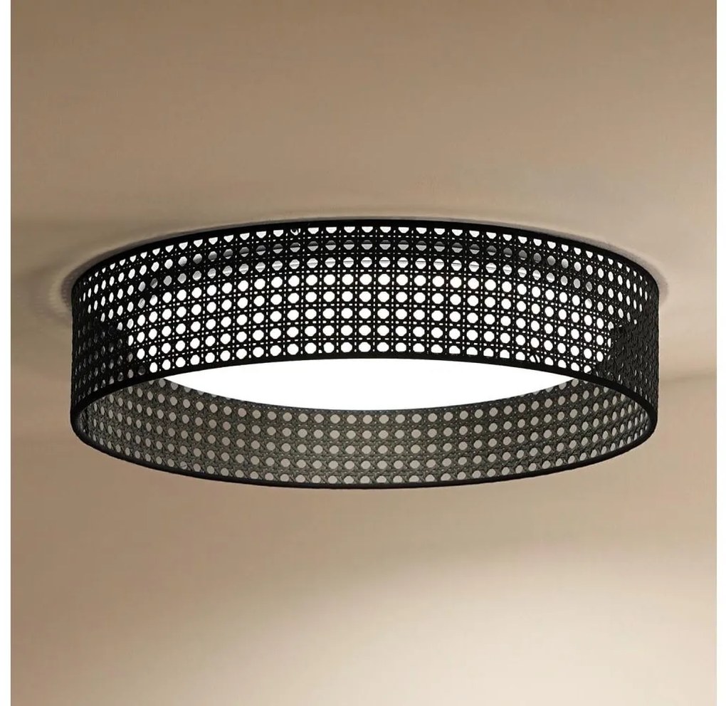 Duolla - LED Plafon ROLLER RATTAN LED/24W/230V śr. 45 cm czarny