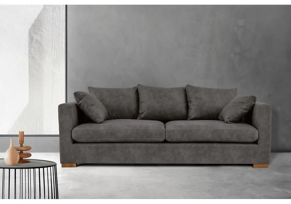 Antracytowa sofa z imitacji skóry 225 cm Hamburg – Scandic