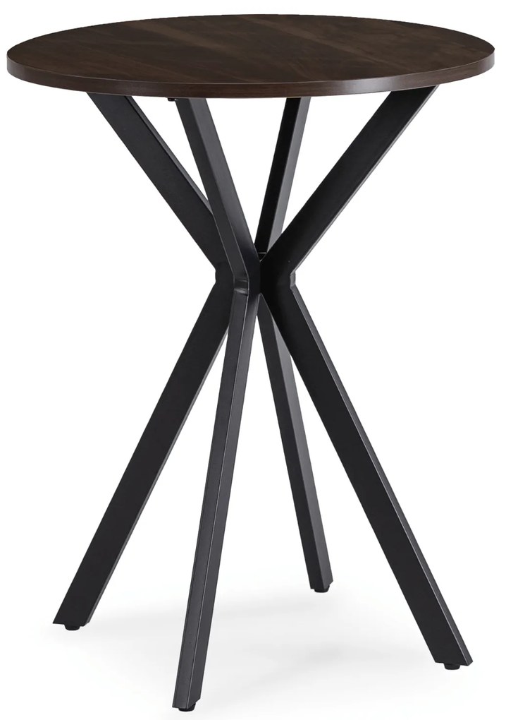 Stół Okrągły LAUREN 60 cm Orzech/Czarny Loft Nowoczesny