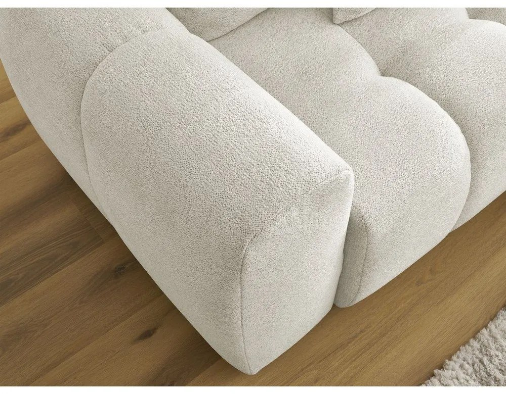 Biały rozkładany narożnik z tkaniny szenilowej ze schowkiem (prawostronny/z szezlongiem) Roxelane – Bobochic Paris