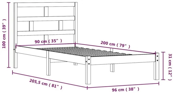 Pojedyncze łóżko z naturalnej sosny 90x200 - Adia 3X