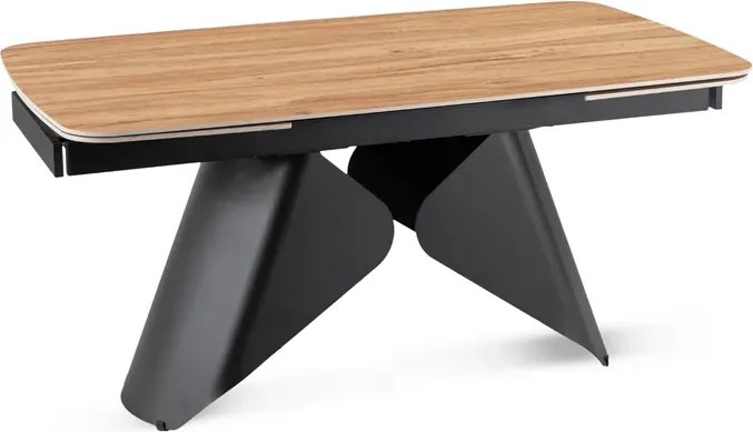 Zestaw Stół Rozkładany VERONA 160-240 cm Dąb/Czarny i 4 Krzesła MUMBAI Beżowe