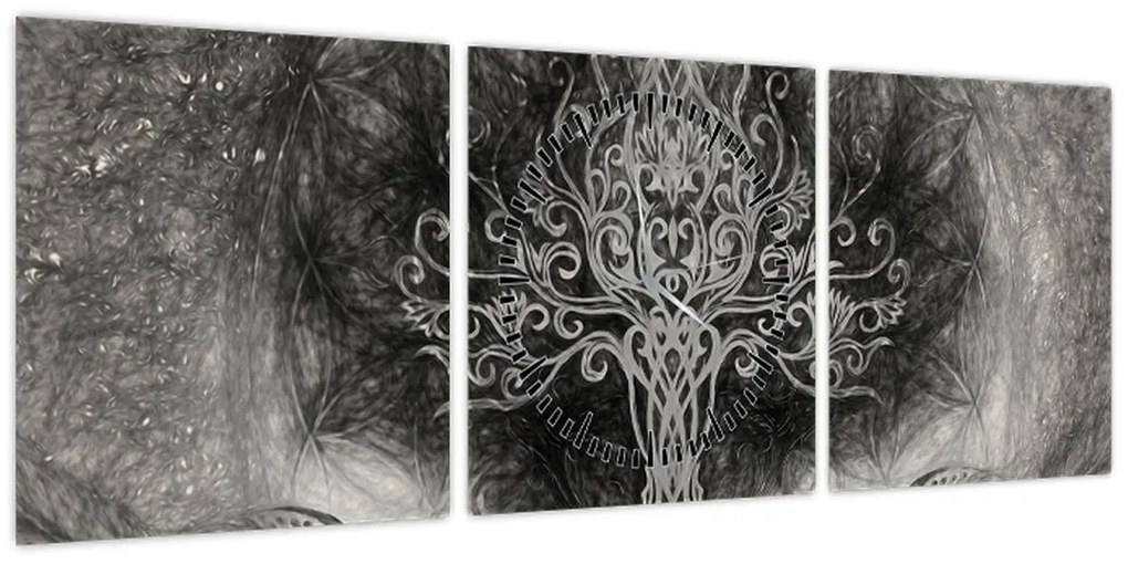 Obraz - Drzewo życia (z zegarem) (90x30 cm)