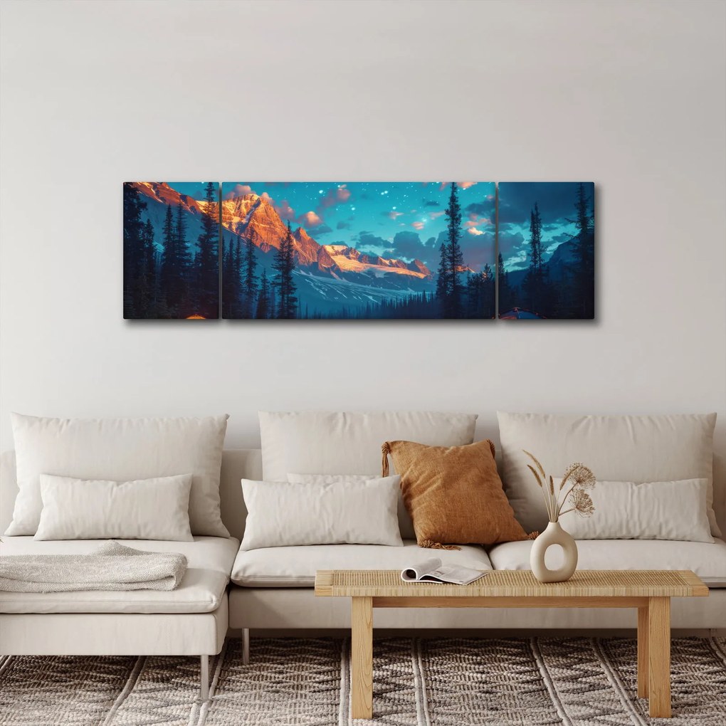 Obraz - Kemping w górach (170x50 cm)